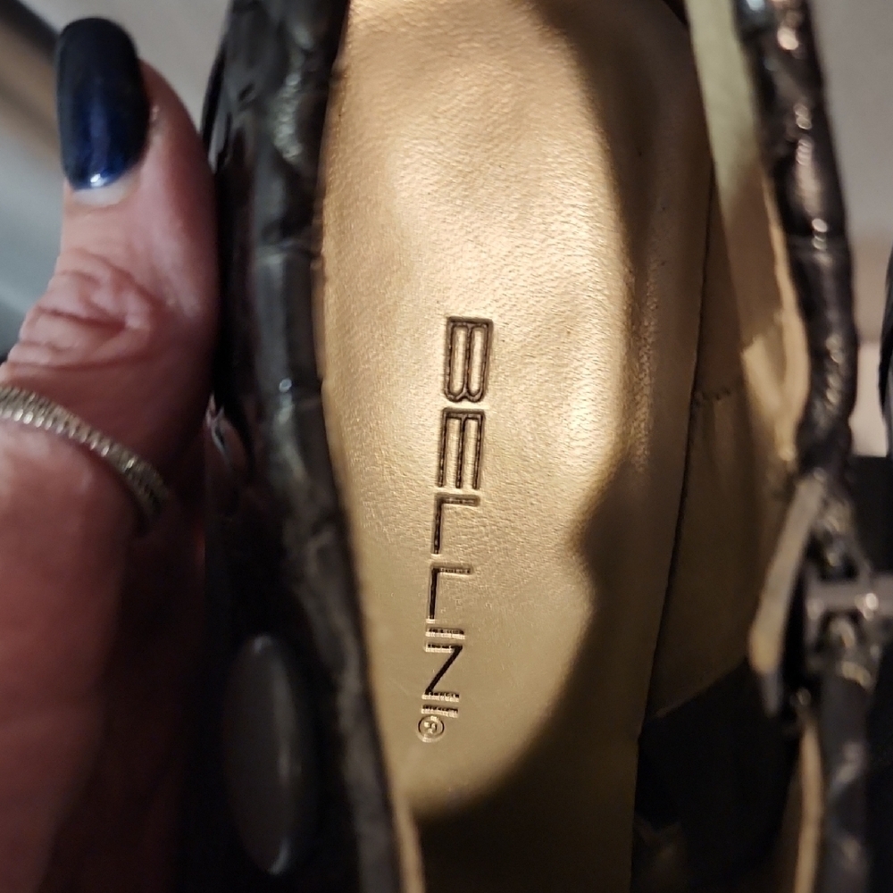 Bellini Shiny Gray and Black Ankle Boots - Picture 2 of 7